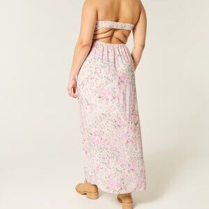 🌸 XXL TALL NWT Hollister Strapless Twist Bust Maxi Dress Cottagecore Floral Fem